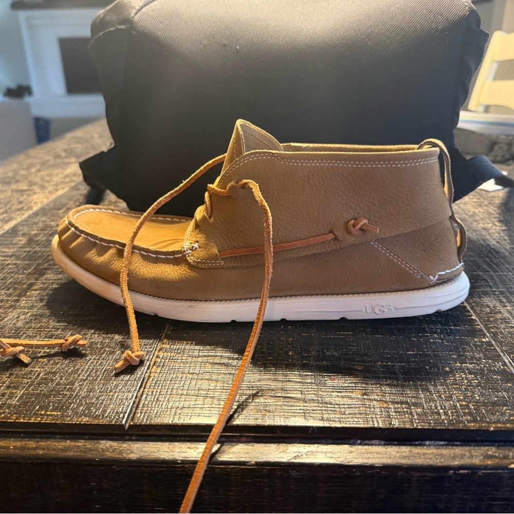 UGG Tan Leather Beach Moccasin Shoes - Size 11